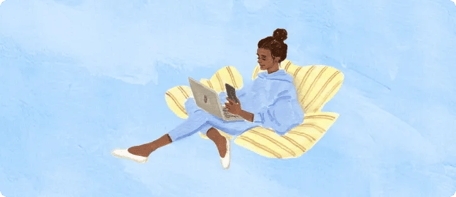 Seated patient in online therapy session